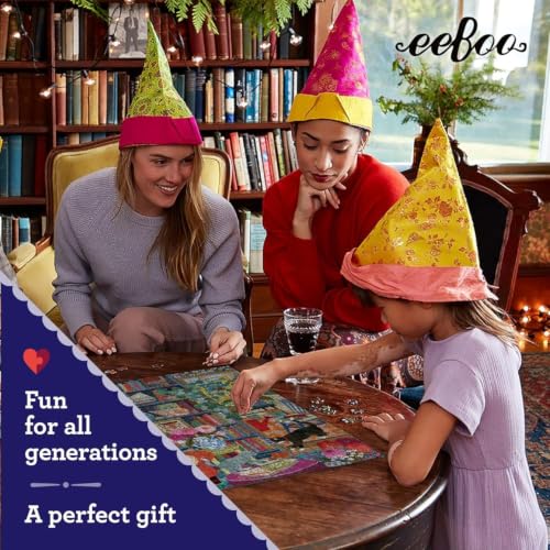 Image of eeBoo English Cottage Library 1000 Piece Square Jigsaw Puzzle, 23 inch x 23 inch