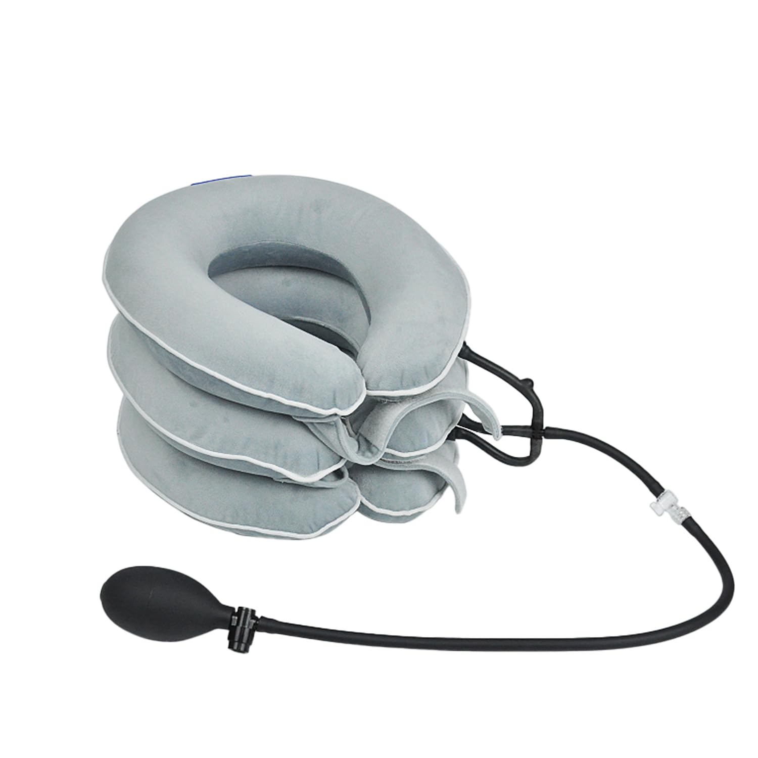 EVERCRYO Dispositivo di trazione cervicale del collo, estensore gonfiabile per collo, cuscino di trazione collare cervicale, decompressione del collo (Grigio)