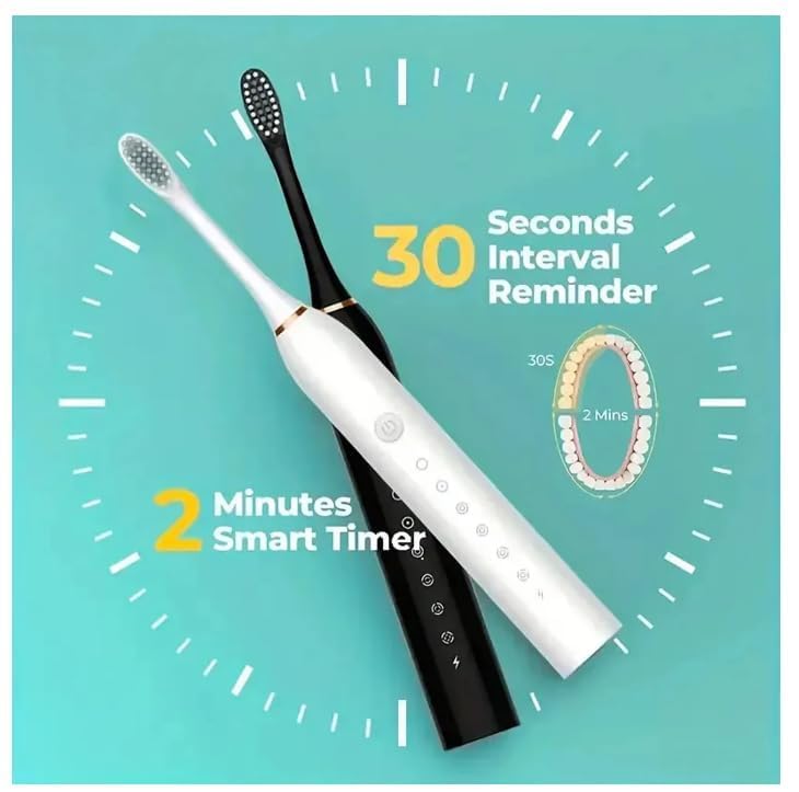 Image of Sonic Electric Toothbrush for Adults & Kids | 5 Cleaning Modes | 34000 Strokes /Min | USB Rechargeable | 4 Brush Heads | Waterproof IPX7 | Deep Cleaning Electric Tooth Brush (Multi)