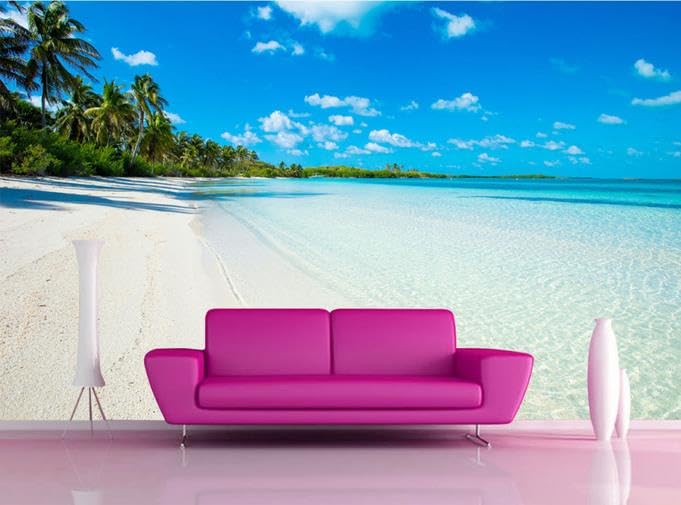 Papier Peint Intissé Plage 3D XXL 350x256cm pour Décoration Murale de Salon