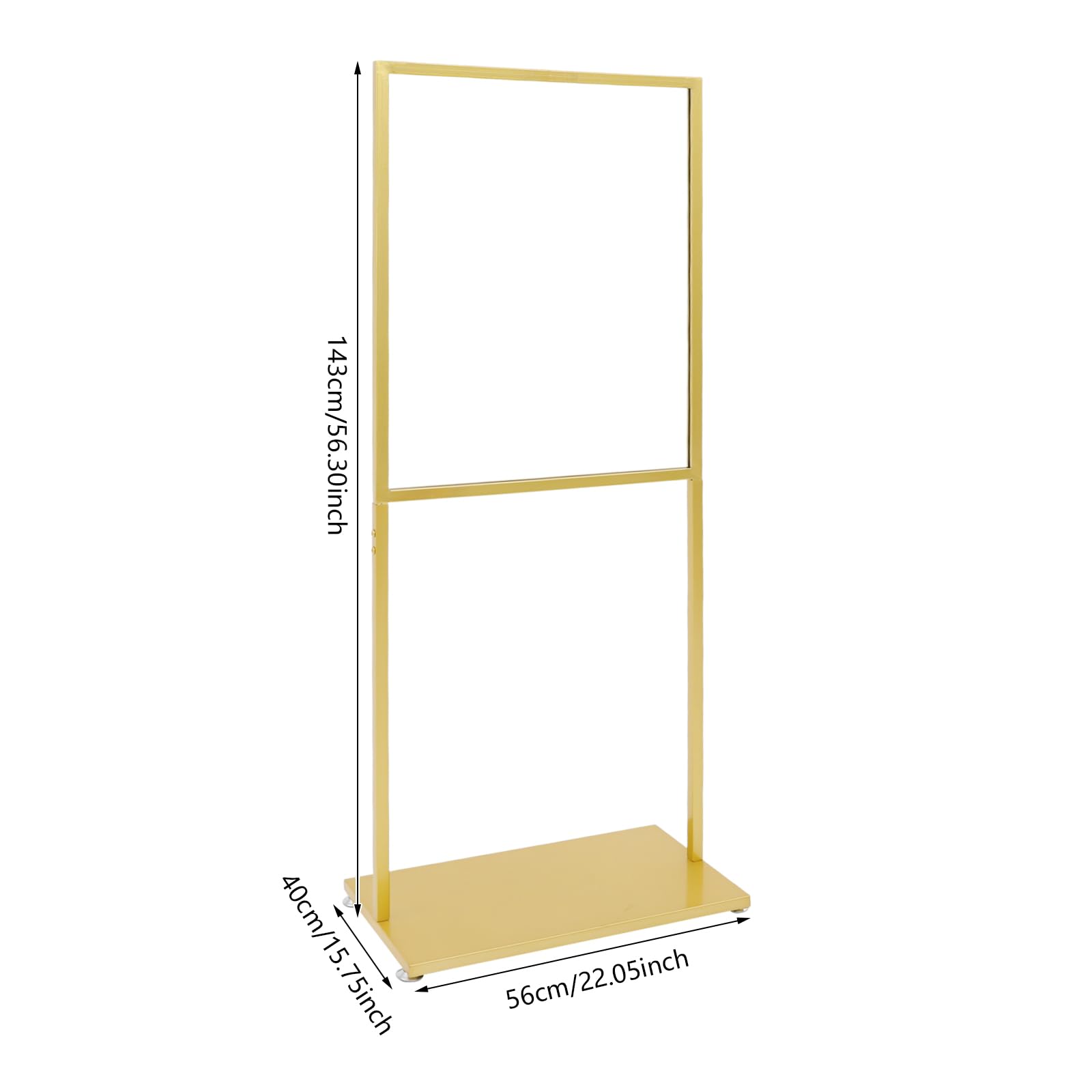 Soporte para póster con marco de metal para exhibición de pie, rectángulo dorado, 56 x 40 x 143 cm, montaje en el suelo, trípode para oficina, escuela, restaurante, publicidad