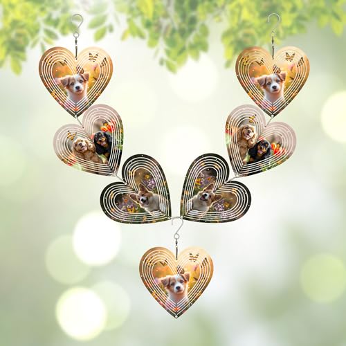 15in Dog Heart Wind Spinner Stainless Steel Hanging Garden Kinetic Art - image 4