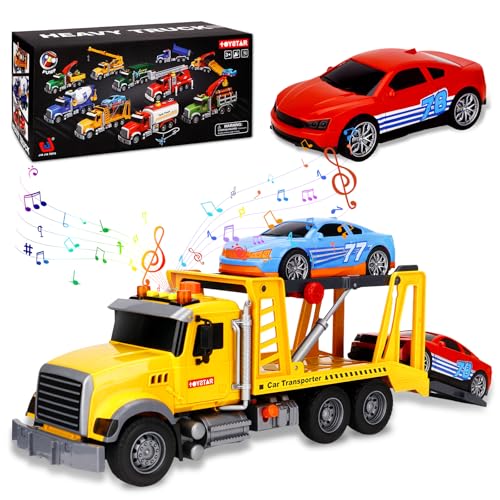 KIMIGO Abschleppwagen Spielzeug,Abschlepp-LKW Lastwagen Abschleppauto mit Licht und Sound,Großer Transporter LKW Lastwagen mit 2 Rennwagen und Verkehrsschilder Kinder,Geschenk für Kinder Ab 3 Jahre KIMIGO Abschleppwagen Spielzeug,Abschlepp-LKW Lastwagen Abschleppauto mit Licht und Sound,Großer Transporter LKW Lastwagen mit 2 Rennwagen und Verkehrsschilder Kinder,Geschenk für Kinder Ab 3 Jahre