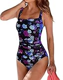 Upopby Women's Vintage Tummy Control One Piece Swimsuits Monokini Printed Plus Size Swimwear Bathing Suits Firework 10