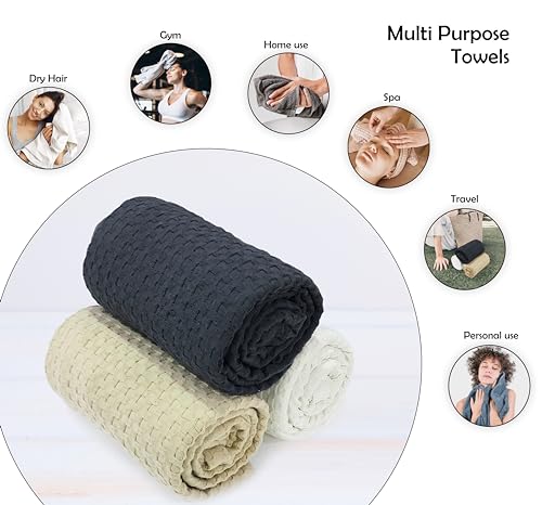 Image of Cotton Waffle Pattern | Large Size| Unisex | Good Water Absorbent Beach /Bath Towel - Pack of 1 (Beige)