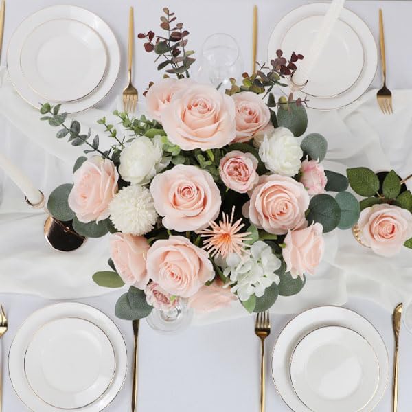 Artificial Flower Fake Rose Silk Rose 16Pcs Real Looking Fake Flowers with Stems for DIY Wedding Bouquets Tables Centerpieces Floral Arrangements Festival Decoration (Blush Pink) - Image 5