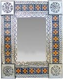 Fine Crafts Imports Small Silver Marigold Tile Talavera Tin Mirror