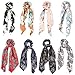 Produktbild Haarschals Haargummis, Comius Sharp 8 Stück Haargummis Long Silk Satin Womens Haar Pferdeschwanz Inhaber elastische Haarbänder Stirnband Zubehör, Chiffon Silk Bowknot Haargummi Boho Floral Schal (B)