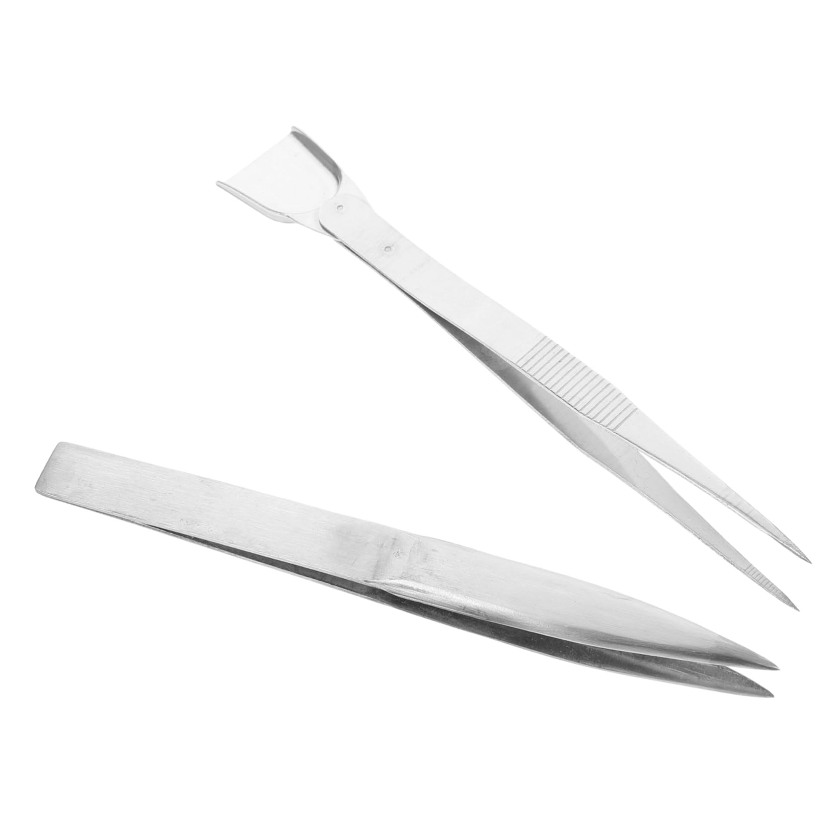 Mipcase 5 Set Pinzette Con Spatola Pinzette Affilate Fabbricazione Presa Pinzette Per Perline Artigianali Pinzette Di Precisione Pinzette Di Gioielli Acciaio Inossidabile Argento 2 Pezzi*5