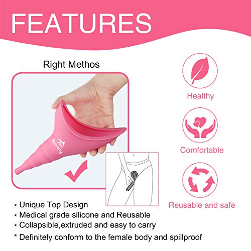 Image of Female Urinal, Reusable Silicone Foolproof Women Pee Funnel Allows Women to Pee Standing Up,Women's Urinal is The Perfect Companion for Indoor Use