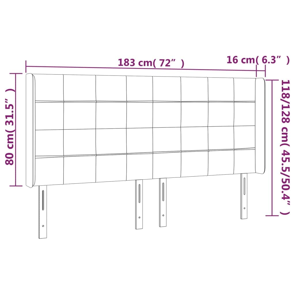 Cabecero LED color crema, 183 x 16 x 118/128 cm, altura regulable, incluye 2 tiras LED de 55 cm, IP65, USB, 5 V, tela a base de madera, alerce, diseño moderno para dormitorio juvenil