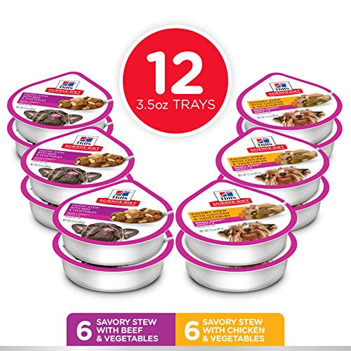 Hill's Science Diet Adult Small Paws Wet Dog Food Variety Pack, Chicken & Vegetables, Beef & Vegetables, 3.5 Oz. Cans, 12-Pack #TOP1
