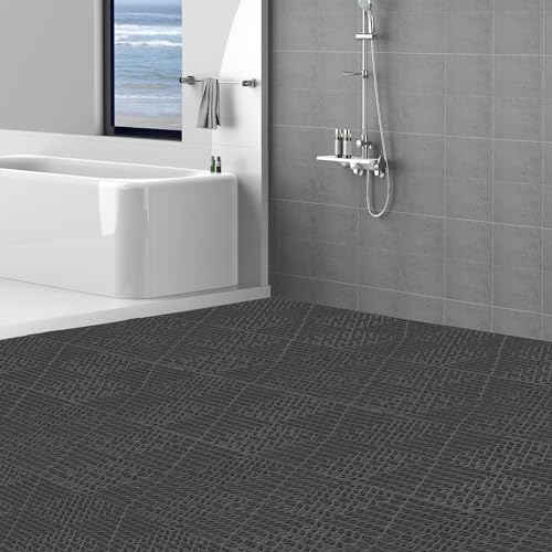 VEVOR Ineinandergreifende Fliesen 50 STK. Bodenfliesen Drainage-Bodenfliesen, Bodenfliesen 30 x 30 cm Außenbereich Quadratische Bodenfliesen Terrasse PVC Bodenfliesen Badezimmer, Toilette, Schwarz