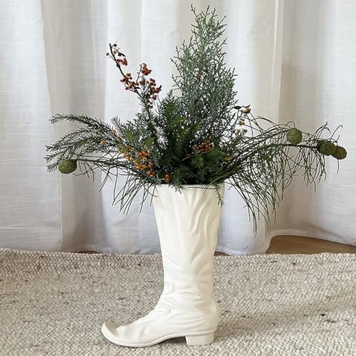 Vase botte blanche pour fleurs de table
