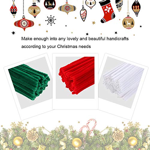 Image of Caydo 300 Pieces Christmas Pipe Cleaners Craft, 3 Colors Chenille Stems