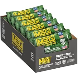 MEG (Military Energy Gum) - Spearmint | Enhance Your Physical Performance with 100mg of Caffeine Per Piece, Ultimate Boost for Workouts, Alternative to Caffeinated Drinks | NSF for Sport® Certified - Pack of 18