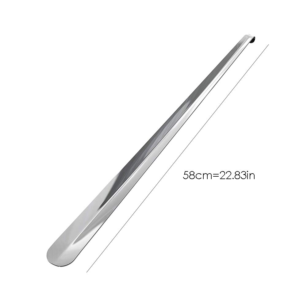 Zestaw 3 22in bardzo długi metalowy uchwyt łyżka do butów krótka drewniana mała łyżka do butów dla mężczyzn, butów, kobiet w ciąży, osób starszych, pacjentów lędźwiowych, A, 58 CM / 22,8 cala
