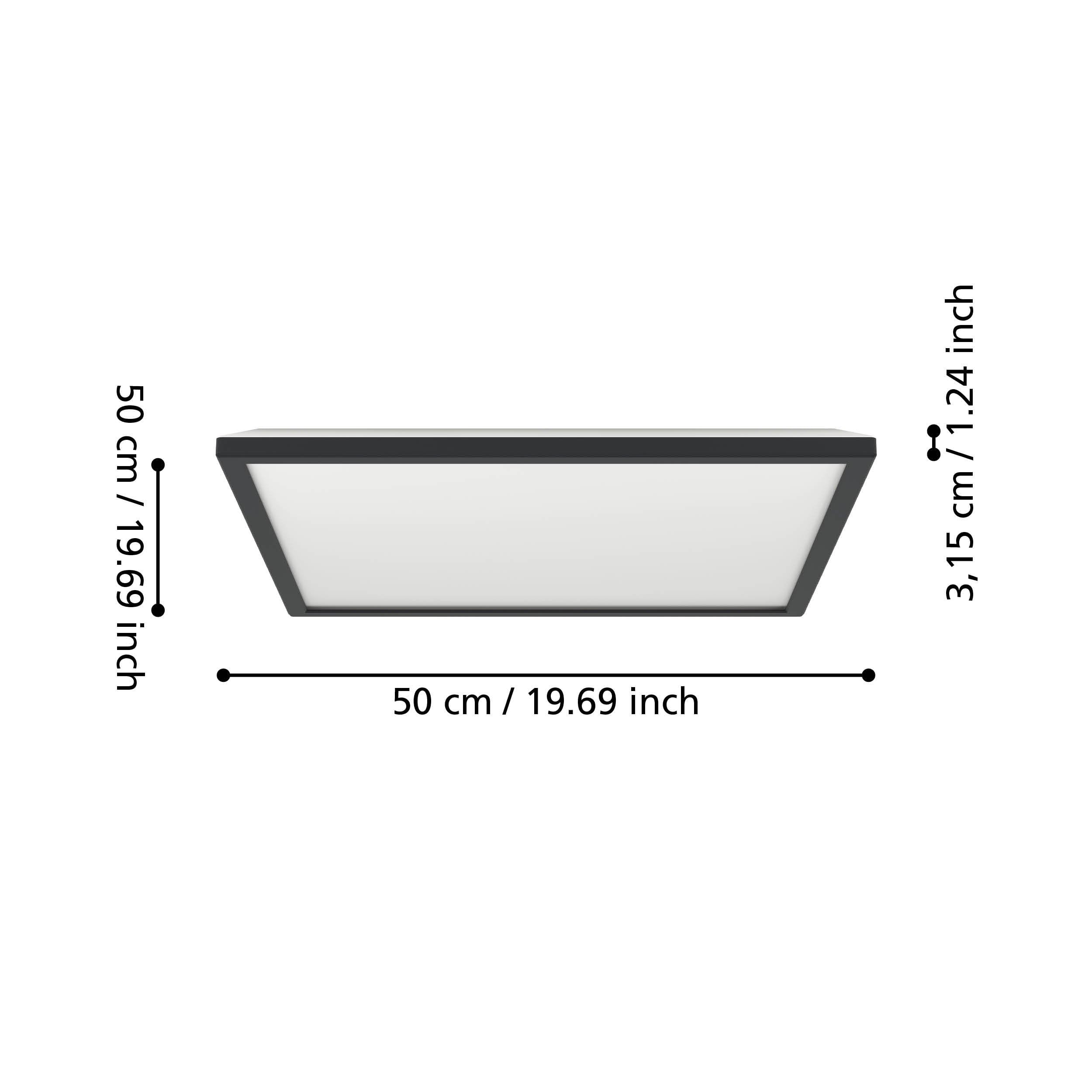 Eglo Rovito Lampa Sufitowa Led, Okrągła Lampa Sufitowa Do Łazienki, z Tworzywa Sztucznego w Kolorze Czarnym i Białym, Oświetlenie Sufitowe, Ciepła Biel, Zimna Biel, Ip44, 50 x 50 Cm