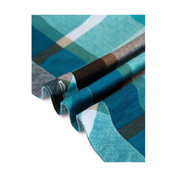 DJT-Womens-Roll-Up-Long-Sleeve-Collared-Button-Down-Plaid-Shirt DJT Women's Long Sleeve Collared Button Down Plaid Shirt Large Turquoise