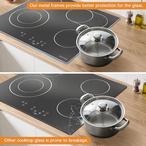 Image of Noxton 24 Inch Electric Cooktop with Glass Protecting the Metal Frame