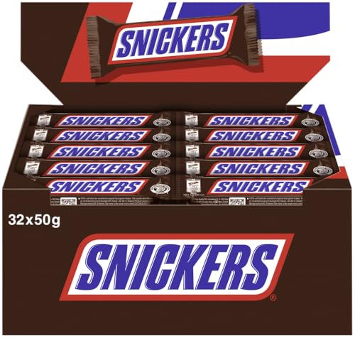 SNICKERS Riegel 32x 50g Schokoriegel Schokolade Erdnüsse Karamell Milchschokolade