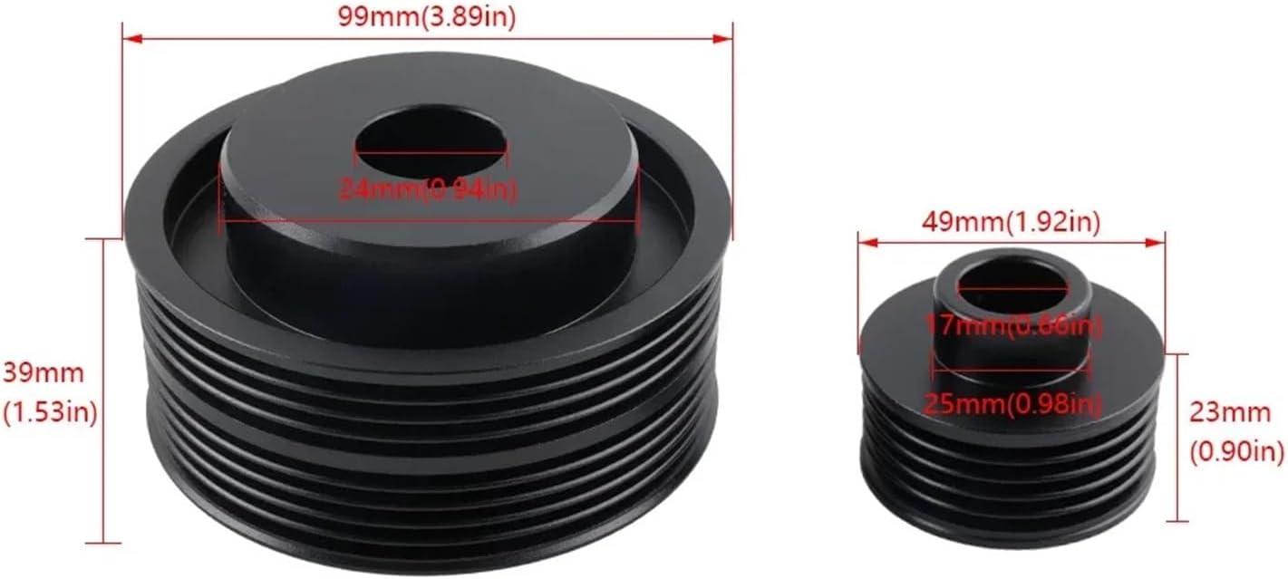 PETRELS Blue Red Black Billet Aluminum Crankshaft Crank Pulley Fit for Subaru Impreza WRX 7 8 9 2.0L Crankshaft Pulley(Black)