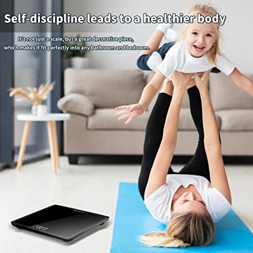 Digital Bathroom Scale For Body Weight, Yoncon Body Weight Scale Upgrade Large Platform & Tempered Glass & Led Display, For Yoga, Fat Loss, Pregnancy Etc, Round Design, Highly Accurate 0.1Lb/440Lb #TOP3