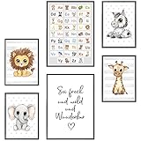 ✔ Frechdax 6er Poster Set im DIN A4 (21cm x 29,7cm) und DIN A3 (29,7cm x 42cm)Format für den Bilderrahmen - Ideal für das Kinderzimmer und Babyzimmer
