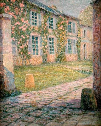 Lienzo de La casa de las rosas de Le Sidaner, una pintura sobre lienzo clásica de 60x90cm