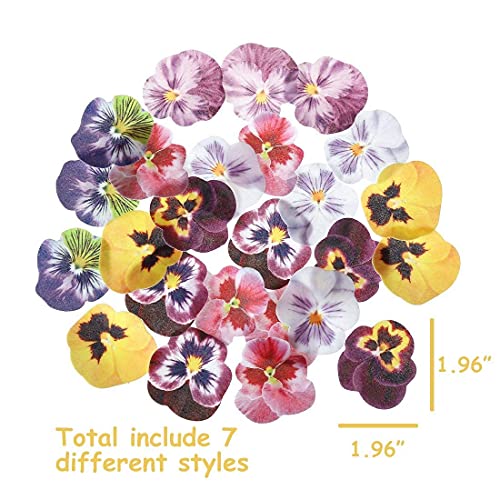 Georld 36Pcs Edible Cupcake Toppers Pansies Cake Decoration,Flat Not 3D, 7 Colors #TOP1