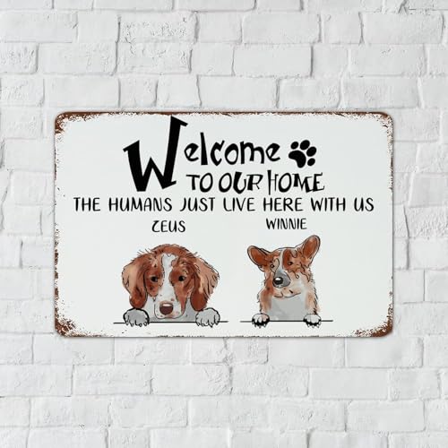 Plaque métal Welcome maison chaleureuse poster animal de compagnie mignon