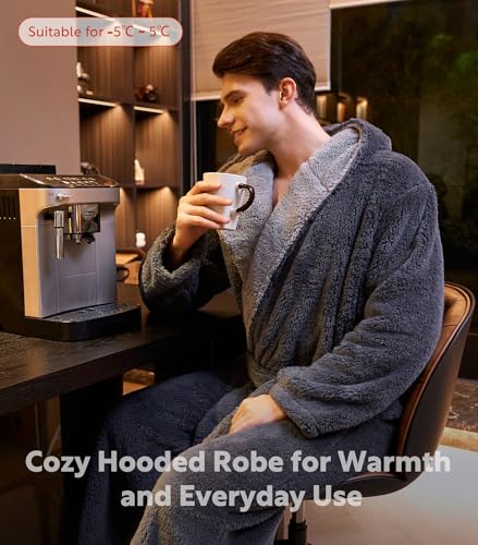 DAVID ARCHY Men's Soft Fleece Plush Robe Full Length Long Bathrobe4