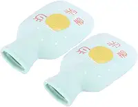 ZJchao Flanela de Borracha Dos Desenhos Animados Garrafa de água Quente Engrossado Portátil Saco de água Quente para Terapia de Alívio da Dor No Inverno 350ml Verde 2 Peças