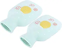 ZJchao Flanela de Borracha Dos Desenhos Animados Garrafa de água Quente Engrossado Portátil Saco de água Quente para Terapia de Alívio da Dor No Inverno 350ml Verde 2 Peças
