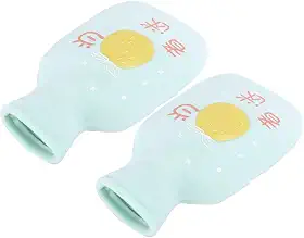 ZJchao Flanela de Borracha Dos Desenhos Animados Garrafa de água Quente Engrossado Portátil Saco de água Quente para Terapia de Alívio da Dor No Inverno 350ml Verde 2 Peças
