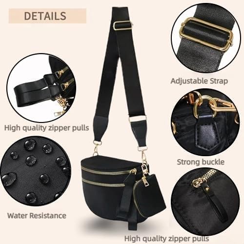 Checkered Crossbody Bum Bag for Women, Spacious Nylon Checkerboard Purse with Removable Wallet, Adjustable Strap, Large Capacity Fanny Waist Packs - Image 3