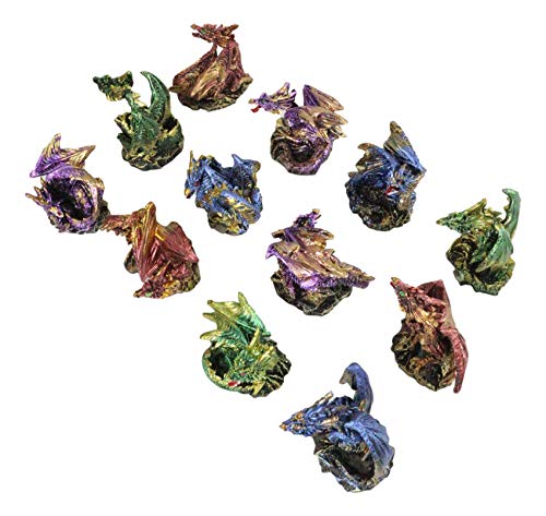 Ebros Medieval Renaissance Set Of 12 Miniature Dragon In Different Poses Fantasy Dungeons And Dragons Mini Scale 2" Tall Decorative Sculptures #TOP4