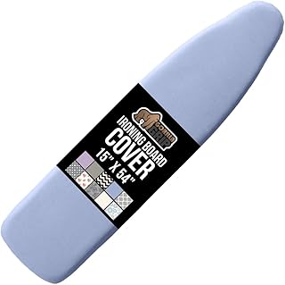 GORILLA GRIP The Original Ironing Board Cover and Pad, Silicone Coating, Thick Scorch Resistant Padding, Heavy Duty Iron Covers Standard Boards, Hook and Loop Fastener Strap, Blue, 15x54