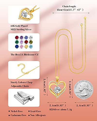 Creencia Wife Gifts Sterling Silver Necklaces For Women, Jewelry Yellow Gold, Girlfriend Birthday Valentines Mothers Day Gifts, Daughter Necklace, Mom Heart Jewel, Anniversary For Her #TOP3