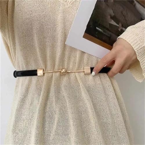 Women’S Fashion Classic Golden Buckle Genuine Leather Belt 1Cm For Jeans Dresses Pants Casual Style2