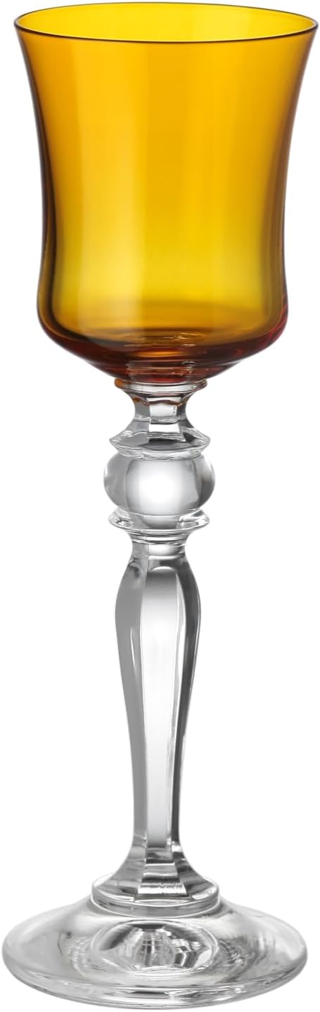 Barski Liqueur Glasses, Amber, Stemmed, Colored Glass, Set of 6, 3 oz