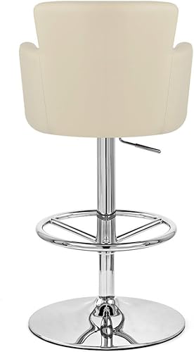Vista 25 de ZURI Taburete de bar giratorio de altura ajustable Chateau con base cromada - Blanco