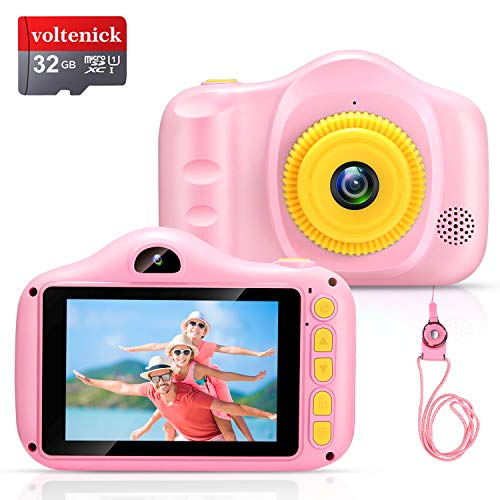 voltenick Upgrade Kids Selfie Camera Birthday for Girls Toys 3.5Inch 1080P HD Children Digital Camera for Age 3 4 5 6 7 8 9 10 Year Old Girls Toddler Video Camera with 32GB SD Card