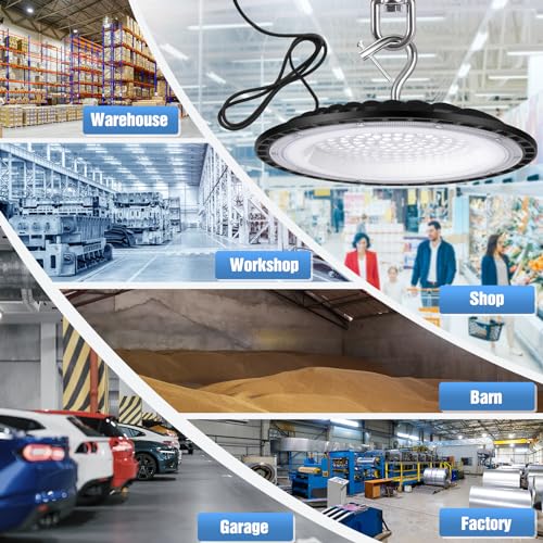 YANYCN 20 Pack 100W UFO Led High Bay Light Fixture,5000K Daylight Commercial Shop Bay Lighting,120VAC,15000LM,[450W MH/HPS Equiv.] US Plug Area Lighting for Warehouse/Barn/Gym/Factory/Workshop by YANYCN - Image 5