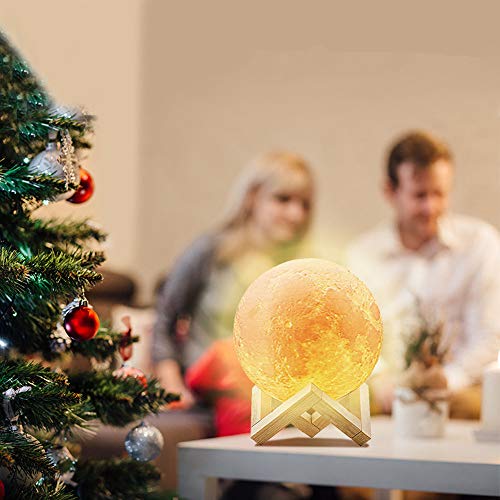 Lâmpadas Deewin Moon Light com suporte de impressão 3D Lua, 16 cores LED regulável com controle de t