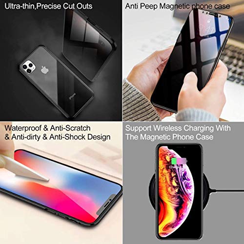 Privacy Magnetic Case For Iphone 12/12 Pro, Scqricy Anti Peep Magnetic Adsorption Cover, Front & Back Tempered Glass 360 Full Screen Covered, Privacy Screen Protector Metal Frame Anti Spy Phone Case #TOP2