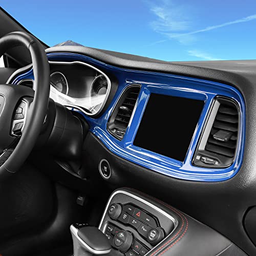Linskip Dash Board Trim Compatible With Dodge Challenger 2015-2023, Challenger Center Console Panel Cover Trim, Challenger Ac Vent Grille Trim, Challenger Interior Accessories(Blue) #TOP5