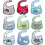 Vivi Pray 9er Set Baby Jungen L?tzchen, Latz aus Baumwolle mit Klettverschluss, Wasserdicht, verschiedene Motive