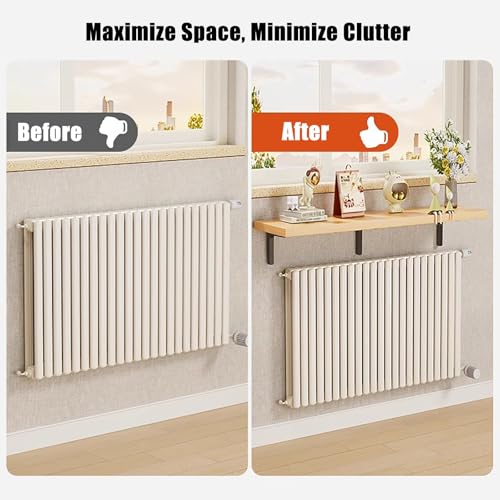 Étagère murale bois blanc 60 x 20 cm rectangulaire avec support de salon - 4