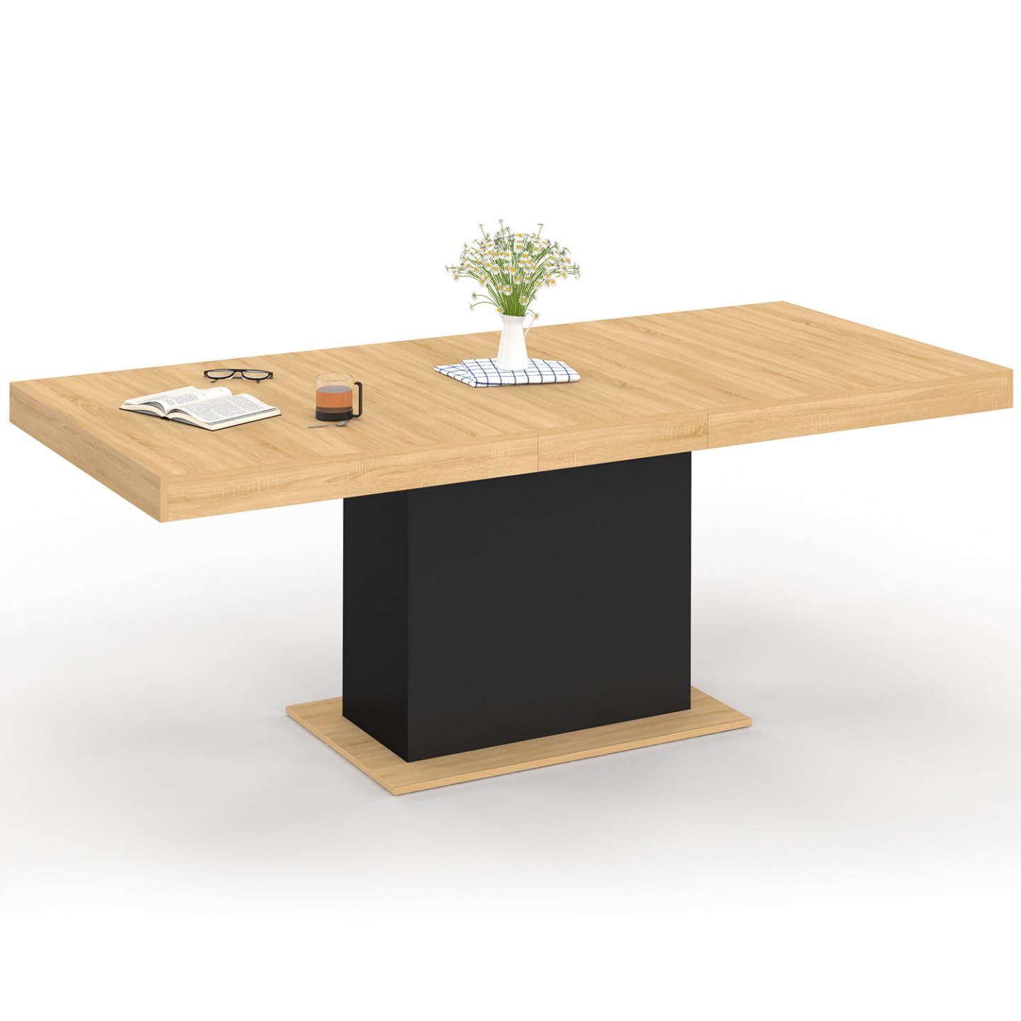 IDMarket - Tavolo da pranzo rettangolare allungabile EDEN 6-​10 persone in legno e nero 160-​200 cm